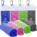 Sukeen [4 Pack Cooling Towel (40"x12"),Ice Towel, Soft Breathable Chilly Towel, Microfiber Towel for Yoga, Sport, Running, Gym, Workout, Camping, Fitness, Workout & More Activities (Pink/Green/Dark Blue/Dark Grey)