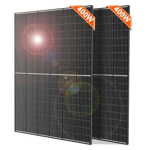 DOKIO 800W (2×400W) 31V Mono Solar Panels - Works for 12/24V Systems, 9.84ft Leads per Panel for Garden/Yard - Home/Backyard Shed or Cabin, Off-Grid Battery Charging