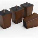 Solid Wooden Furniture Legs 4 Inch, Natural Wood Mid Century Brown Square Legs Furniture Replacements Feet for Couch Legs, Sofa Legs, Cabinet Legs, Bench Legs, Bed Legs, Set of 4