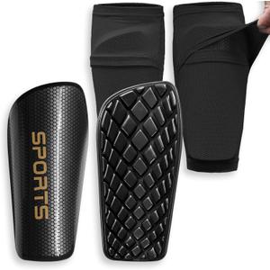 Soccer Shin Guards for Kids Youth Adults - Shin Pads and Sleeves with Optimized Insert Pocket for Boys Girls Men Women for Football Games - Protective Soccer Equipment (X-Large ( 5'7" - 6'3" Tall ), Black)