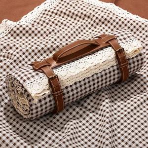 VitalCozy Waterproof Picnic Blankets 59 x 78in Outdoor Blanket Foldable 2 in 1 Double Layer Sandproof Beach Mat with Carry Strap for Camping Lawn Park Beach Grass(Coffee White)
