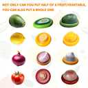 4 PCS Silicone Fruit and Vegetable Containers for Fridge, Reusable Fruit Storage Box, Silicone Food Storage Containers Set - (Green, Red, Yellow, Brown), Airtight Storage Box with Lid