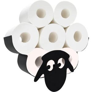 CUKE2BEET Sheep Toilet Paper Storage Hold, Wall Mounted Floating Shelf Toilet Paper Roll Holder with Storage, Funny Animal Bathroom Tissue Organizer