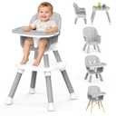 Baby High Chair, Convertible High Chairs for Babies and Toddlers, Table and Chair Set/Booster Seat/Baby Feeding Chair with 4-Position Removable Tray, Wheels, Safety Belt& PU Cushion (Blue)