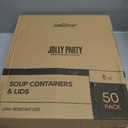 JOLLY PARTY 50pack 8oz Paper Soup Containers with Lids, Disposable Paper Food Cups, Ice Cream Cups, Food Storage with Vented Lids, Microwavable and Freezer Safe (White)