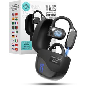 Vital Translation Earbuds Real Time Language Translator Earbuds Vital Translate Buds Into 74 Languages 70 Accents | Bluetooth 5.3 Open-Ear | Noise Isolation | 78H Battery Music, Calls