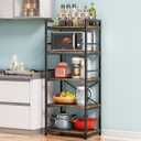 Denkee 5-Tier Bakers Rack with Storage, Kitchen Microwave Stand Shelf, Coffee Bar for Small Spaces, Free Standing Kitchen Storage Shelf Rack, 23.62" L x 15.75" W x 60.24" H