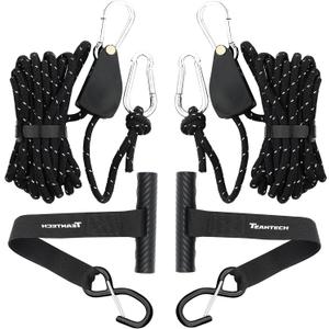 Kayak Tie Down Straps Kit  Bow & Stern Loops, Heavy Duty Ratchet Straps, Anchor Points & Secure Tying Kit for Canoes, Kayaks, Paddleboards, and Watercraft