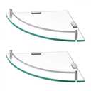 KES Glass Corner Shelf for Bathroom Corner Shelf 2 Pack Tempered Glass Shelf with Rail SUS 304 Stainless Steel Wall Mounted Brushed Finish, BGS2101A-2-P2