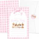 Puppy Birthday Party Invitations for Girls Woman, Pink Bow Invites Cards with Envelopes and Sticker (20 Pack), Dog Themed Party Decorations Supplies 
