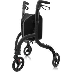 3 Wheel Walkers for Seniors, Ultra Lightweight Foldable Aluminum Rollator Walker for Elderly, Height Adjustable Three Wheel Walking Aid with Storage Bag,Brilliant Black
