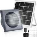 Solar Powered Exhaust Fan, 25W Solar Panel+8" High Speed Solar Powered Fans, Solar Exhaust Intake Fan Kit with Bracket, Anti-backflow Valve, Power Adapter, Vent Fan for Shed, Greenhouse, Attic