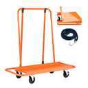 VEVOR Drywall Cart Dolly, Steel Panel Dolly with 4 Swivel Casters, Durable & Long-Lasting, Panel Truck Cart with Tie-Down Strap for Plywood, Plasterboard, Glass, Orange