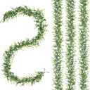 CQURE 4Pcs Faux Eucalyptus Garland, Artificial Eucalyptus Leaves Hanging Vines Table Greenery Garland for Wedding Backdrop Arch Wall Table Party Indoor Outdoor Decor