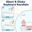 FunisFun 2 PCS Keyboard Fidget Toy Silent & Clicky Keyboard Keychain with LED Lights Detachable Bear Shape Clicker Fidget Toy for Adults Anxiety & Stress Relief (White, 4in1-2Pack)