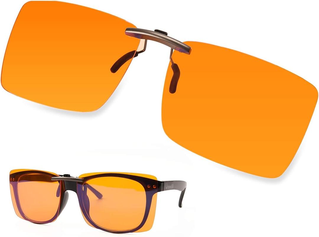 FONHCOO Clip on Blue Light Blocking Glasses Womens Mens over Prescription Glasses Frameless Lens