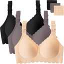 Gailife 3 Pack Nursing Bras for Breastfeeding Seamless Wireless Maternity Bras for Pregnancy Soft Sleep Breastfeeding Bra (Large, Black/Beige/Grey)
