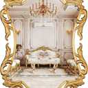 Gold Baroque French Vintage Wall Mirror- 17 x 26.5in Decorative Mirror for Bathroom, Bedroom, Living Room, Hallway