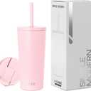 Simple Modern Insulated Tumbler with Lid and Straw | Iced Coffee Cup Reusable Stainless Steel Water Bottle Travel Mug | Gifts for Women Men Her Him | Classic Collection | 20oz | Blush