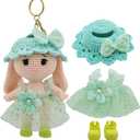 Handmade Crochet 15cm-17cm Doll Clothes Accessories with Shoes Set Outfits Compatible Cute Dress up 5.91-6.7inch Dolls for Women Kid Boys Girls (No Doll Included)(Blue)