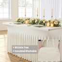 Outpain 8ft Spandex Table Cloth for Standard Folding Tables-6Pack Ivory Table Cloth Table Protector for Party, Wedding, Cocktail, Banquet, Festival