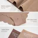 SHARICCA Seamless High Waisted Underwear for Women Cheeky Underwear Wave Edge No Show Bikini Panties Ribbed Panties Pack (Beige, M)