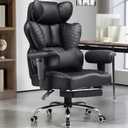 GTPLAYER Big and Tall Gaming Chair 400lbs Heavy Duty Office Chair with Foot Rest & Ergonomic Pocket Spring Lumbar Support, High Back 3D Saddle Shaped Cushion for Back Pain Relief, Matte-Black