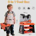 REXBETI Kids Tool Set with Box and Electronic Toy Drill, Pretend Play Kids Workbench Construction Kits, Toddler Tool Set, Birthday Gifts for Ages 3-8 Years Old