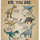 TWRVI Dinosaur Inspirational Poster Hanger with Wood Frame, You Are Positive Affirmations Wall Art Decor for Kids, Motivational Posters for Kids Boys Nursery Room Bedroom Playroom Decor, 12x16 Inch