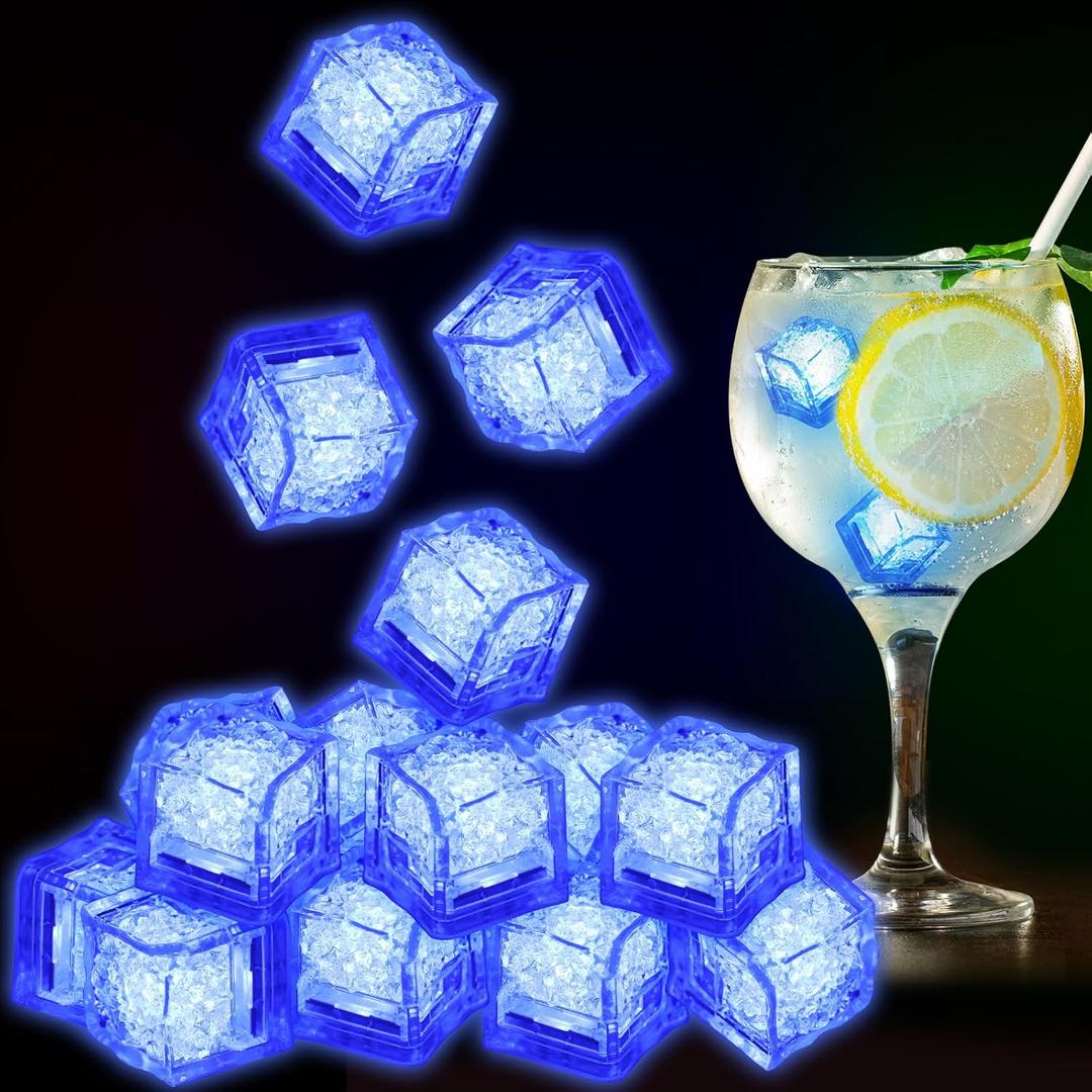 Light Up Ice Cubes Bulk, 300 Pack Blue LED Ice Cubes for Drinks, Flashing Water Activated, Bar Club Wedding Party Decor
