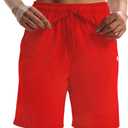 LUCKYCATCUS Women's Shorts 7" Bermuda Shorts with Pockets (Red, XL)