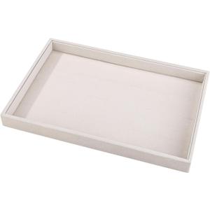 Mornajina 13.8" x 9.5" Velvet Jewelry Tray Jewelry Display Tray Flat Tray, Stackable Empty Plate Trays for Earrings Necklaces Bracelet Rings Display Showcase - Beige