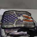 Frienda 10 Pcs American Flag Wood Deer Skull Camo Car Accessories Set 4th of July Patriotic Seat Covers Steering Wheel Cover Keyring Cup Holder Armrest Pad Seat Belt Pads Wrist Strap for Truck