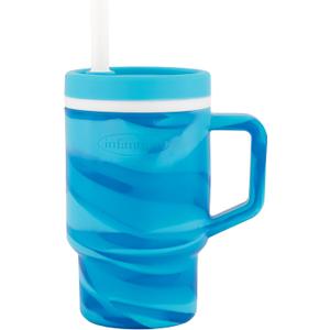 Infantino My 1st Tumbler, 9 Oz. Silicone Sippy Cup with Straw & Handle, Spill-Resistant Baby Cup for On-the-Go, BPA-Free Transition Bottle, Swirl Blueberry