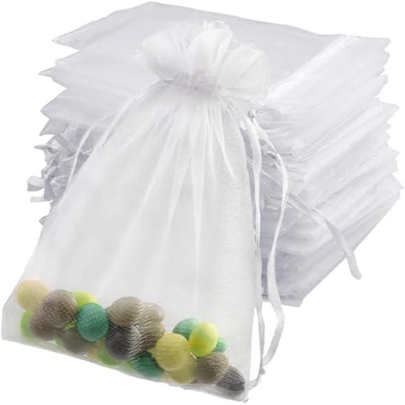 100pcs Organza Bags-White 3.94''x4.72''(10x12cm) Satin Drawstring Organza Pouch Wedding Party Festival, Christmas, Favor Gift Bag Jewelry Watch Bags