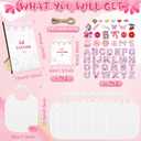Jiuguva 72 Pcs DIY Bib Decorating Kit Baby Shower Games Set 10 DIY Blank White Bibs 50 Pink Iron on Patches Baby Shower Activity Kit for Gender Reveal Party Supplies