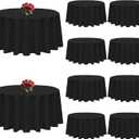 10 Pack Black Table Cloth Round 120 inch Black Tablecloths for Round Tables Wrinkle Resistant Polyester Table Cloth Fabric Table Cover for Party Wedding Events and Camping