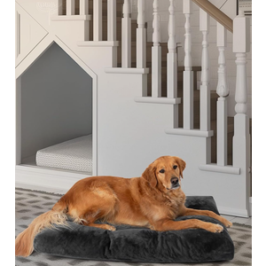 OhGeni Comfort Fluffy Dog Bed with Removable Washable Cover & Waterproof Lining, Light Chew & Scratch Resistant, Non-Slip Soft Crate Bed for Large, Medium, Small Size Dogs, 41in(Gray) (41.0"L x 27.0"W x 4.0"Th)