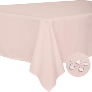 BYDOLL Table Cloth Pale Pink 60x84 Inch Tablecloth for 6 Foot Rectangle Tables Outdoor Washable Wrinkle Free and Spillproof Polyester Tablecloth for Festival Camping Picnic Party Cover