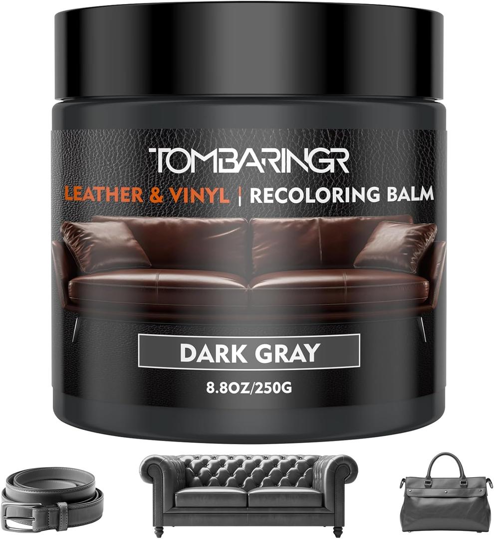 Leather Recoloring Balm Leather Repair Kit for Furniture Leather Dye for Furniture Car Seats Shoes Repair Leather Dye for Scratched and Faded Leather - Dark Gray
