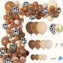 170Pcs CowBoy Balloons Garland Arch Kit, Cow Brown Neutral Blush Confetti Print Balloons for Western Cowboy Cowgirl Farm Animal Themed Baby Shower Bachelor Birthday Party Decorations Supplies