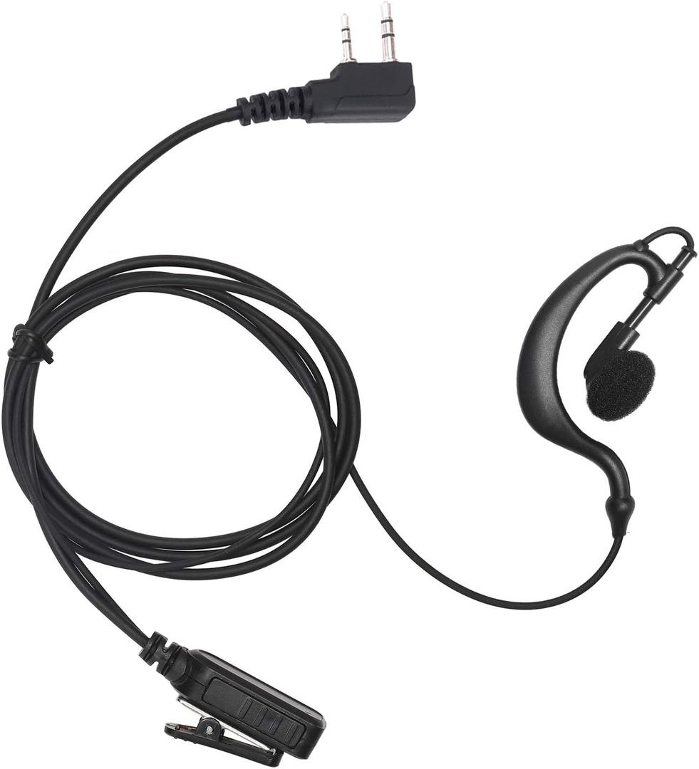 Earpiece Surveillance Kit Compatible with BaoFeng, BTECH, Kenwood Walkie Talkie with PTT Mic Headset Accessories (G-Shaped)