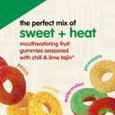 Snak Club Tajin Gummy Candy Fruit Rings, Gummies with Chili and Lime Seasoning, Mild Spice, Gluten-Free and Vegan Snacks, Assorted Variety, Mango, Pineapple, Peach, Watermelon, Snack Size 12 Pack (EXP 03/08/27)