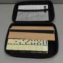 Jumbo Dominos Set for Adults with 4 Wooden Racks/Trays, Double 6 Dominoes Travel Set with Portable Case Double Six Dominoes Set with 4 Tiles Holders, 28 Tiles Dominos Set for Family Board Games