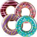 4E's Novelty 4 Pack Donut Pool Floats for Kids & Adults 30" Swim Rings Tubes Floaties for Swimming Pool, Donut Inflatable for Party Decorations Beach Toy, Floating Blow Up Floaties Water Floaty Lake