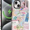 Compatible for iPhone 13 Pro Case Compatible with MagSafe [6ft Drop Tested] Rugged Shockproof Protective Phone Case for Women Girly Pink Cute Bows Florals Fashion Collage Design