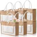 ZOOFOX 6 Pack Jute Tote Bags, 16.5"x 13"x 7" Large Burlap Tote Bag with Handles, Beach Bag for Women, Grocery Bridesmaid Bag Weaving Tote Bags for Beach, Wedding, Shopping, Travel