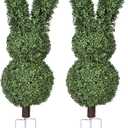 QIANYUN Boxwood Bunny Topiary  36'' UV-Resistant Artificial Rabbit Tree for Easter Decor, Outdoor/Indoor Faux Boxwood Topiary, Garden, Porch, Patio, Christmas Topiary (2, 31 Inch)