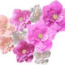 Pink Birthday Party Decorations Paper Flowers Artificial Crepe Tissue Hot Light Pink White Wall Dcor Wedding Birthday Bridal Baby Shower Classroom Nursery Room Backdrop Centerpieces (Pink (9 PCS))