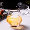 XKXKKE Diamond Wine Glasses Set of 6, 10 OZ Modern Stemless Gold Rim Glass Cups Clear Drinking Glassware for Serving Party, Home, Bar, Restaurants, Transparent 6 Pack